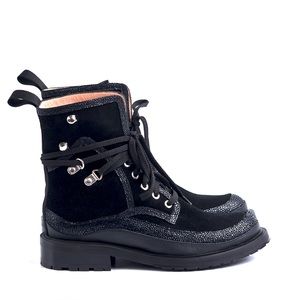 Inch2 Black Velour Ankle Boots